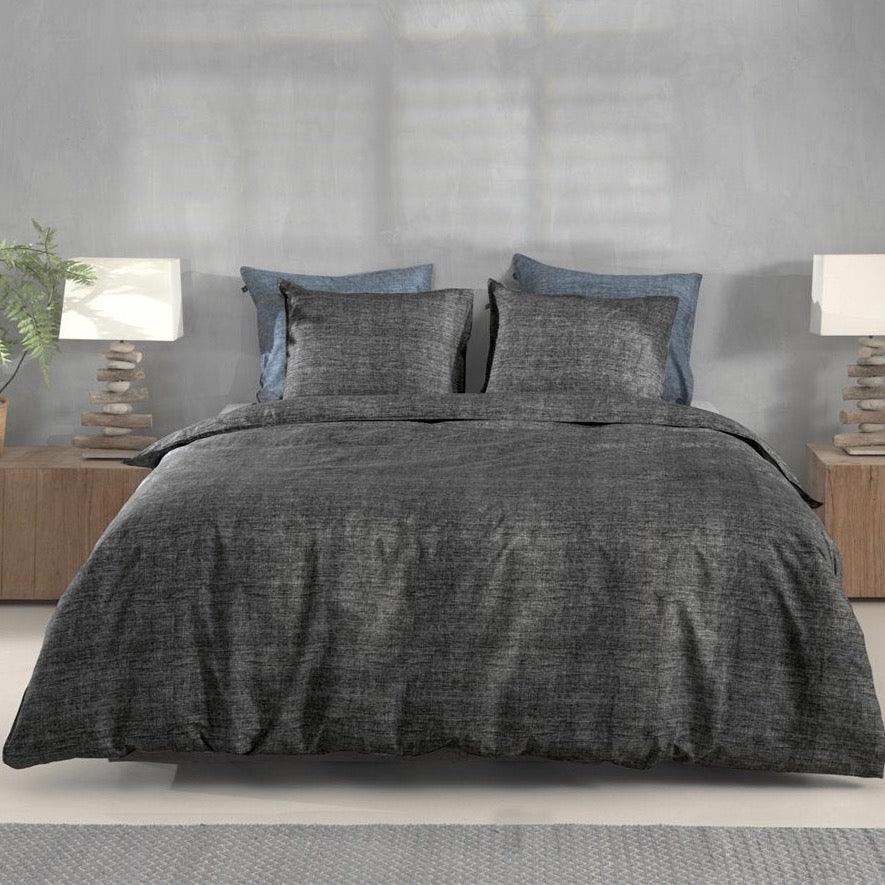 Zo Home Dekbedovertrek Lino Midnight Black Katoen - Bedtextielonline.be