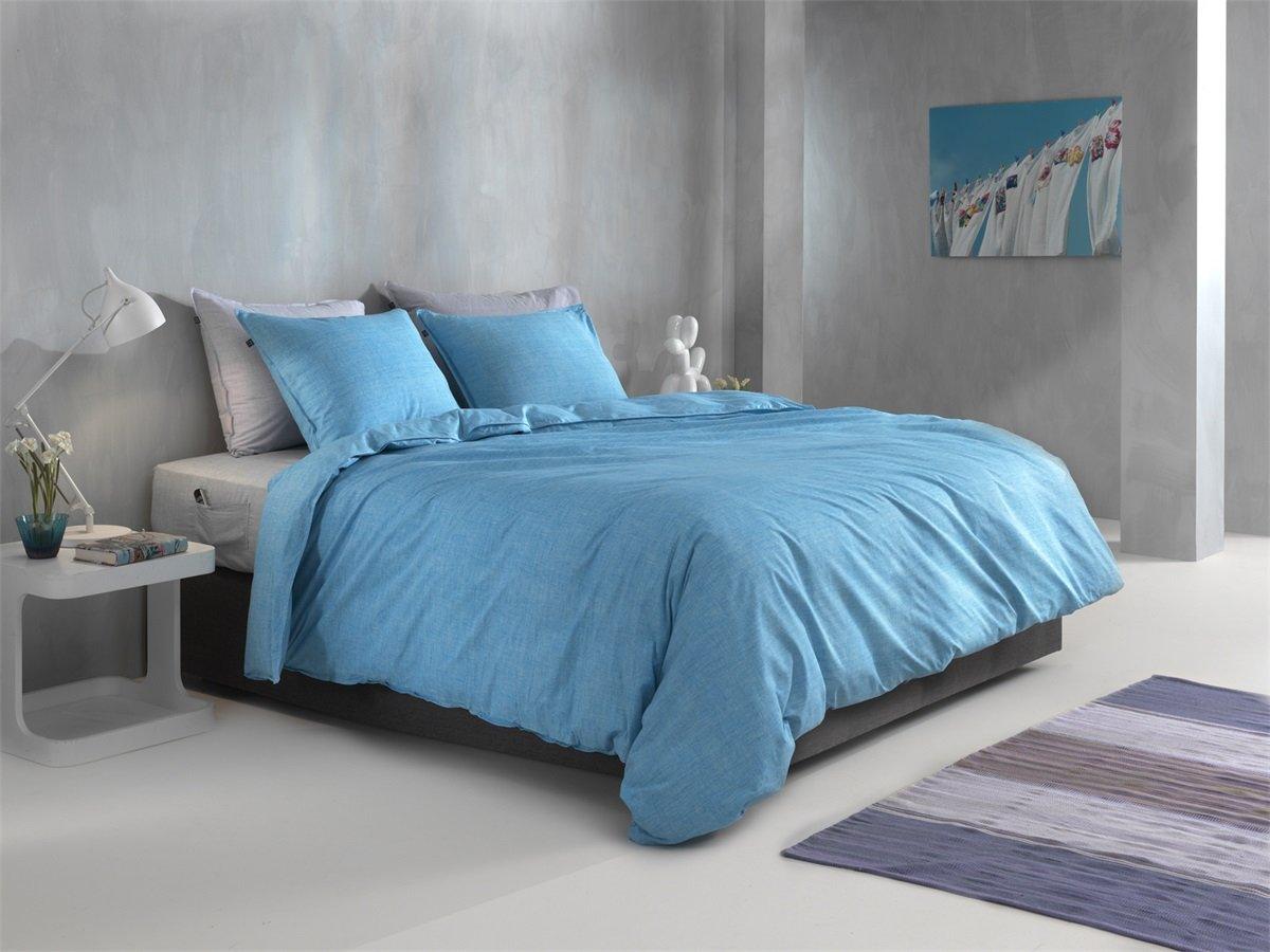 Zo Home Dekbedovertrek Lino Topaz Blue Katoen - Bedtextielonline.be