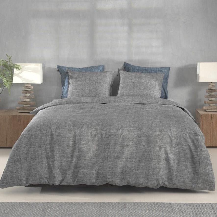 Zo Home Dekbedovertrek Lino Dark Grey Katoen - Bedtextielonline.be