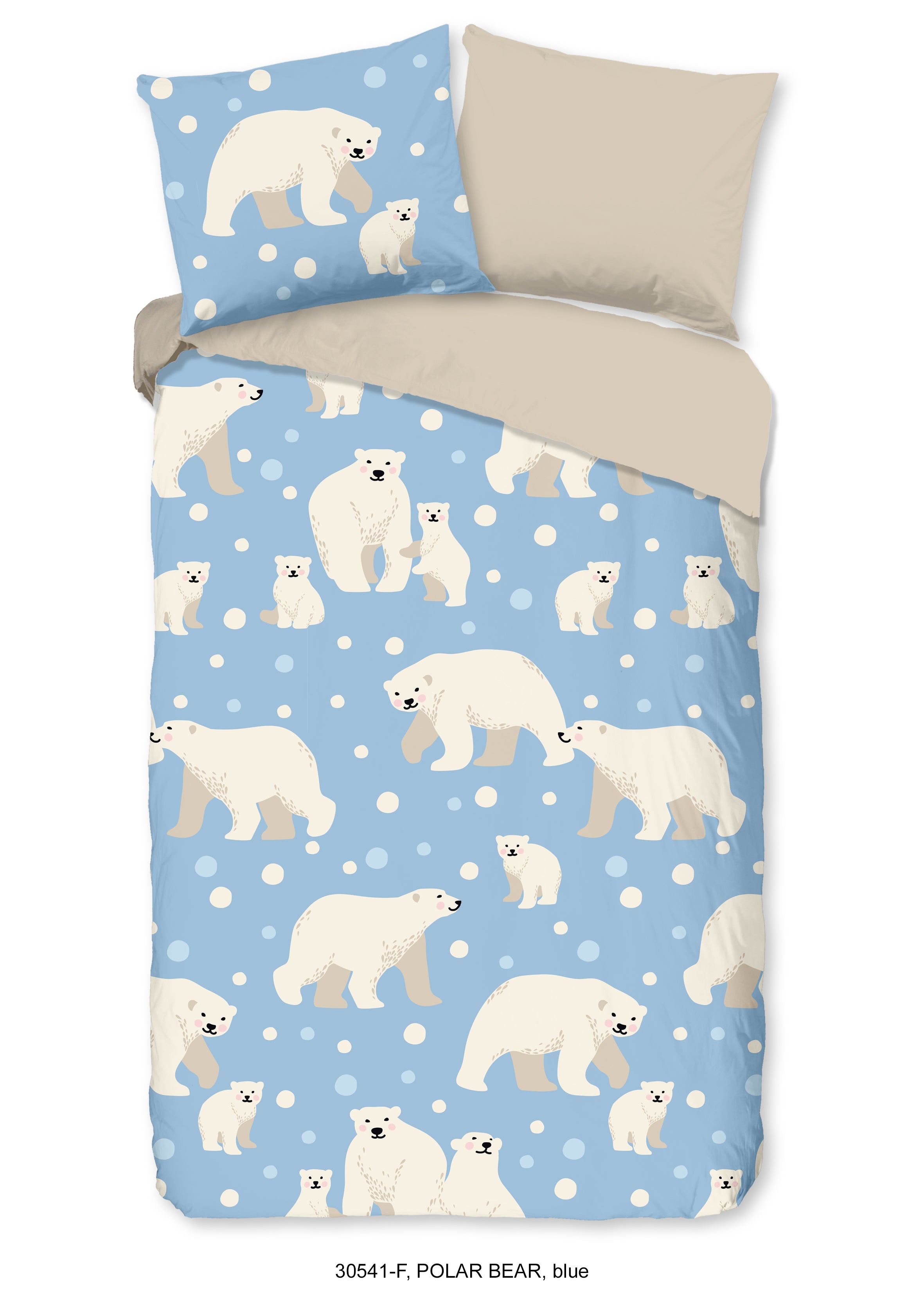 Good Morning Dekbedovertrek Flanel Polar Bear Blauw