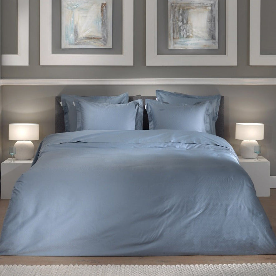 Heckett Lane Dekbedovertrek Punto Colonial Blue Satijn - Bedtextielonline.be