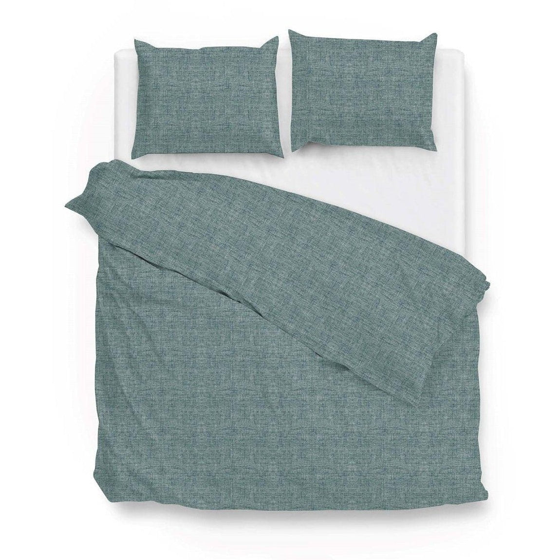 Zo Home Dekbedovertrek Lino Emerald Green Katoen - Bedtextielonline.be