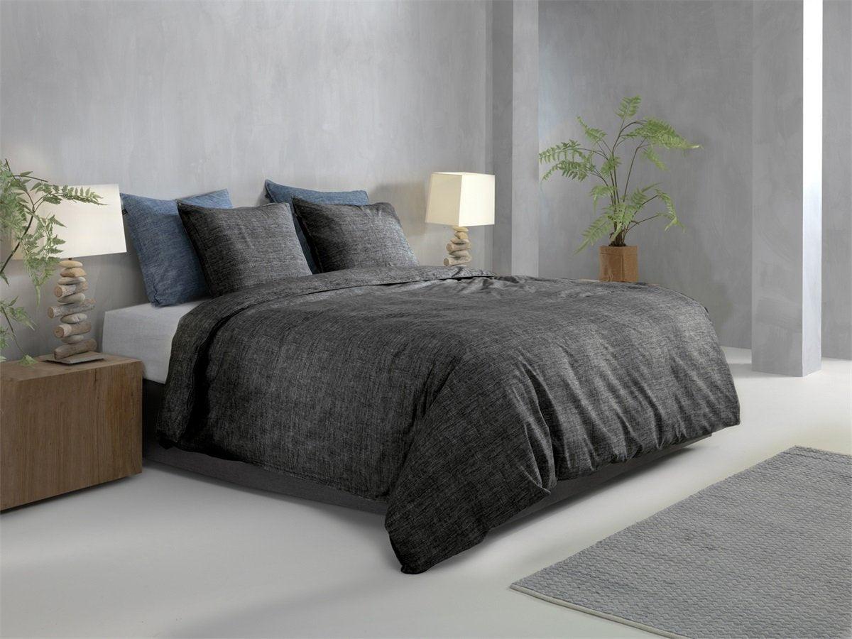 Zo Home Dekbedovertrek Lino Midnight Black Katoen - Bedtextielonline.be