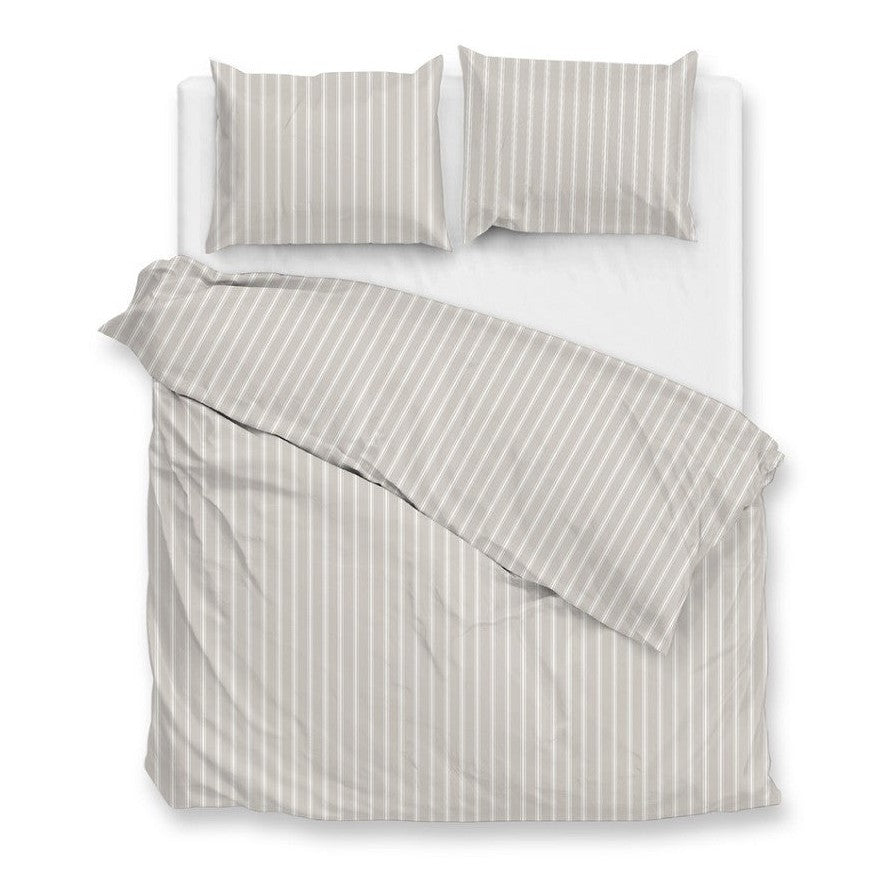 Zo Home Dekbedovertrek Percale Righe di Percalle Light Taupe