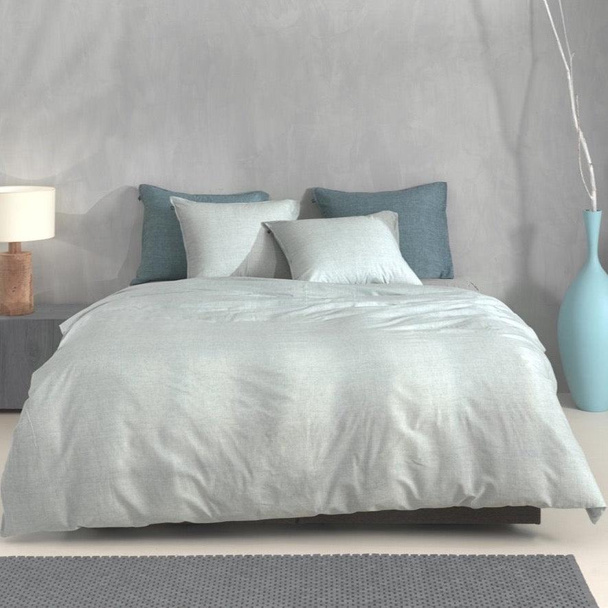 Zo Home Dekbedovertrek Lino Mint Green Katoen - Bedtextielonline.be