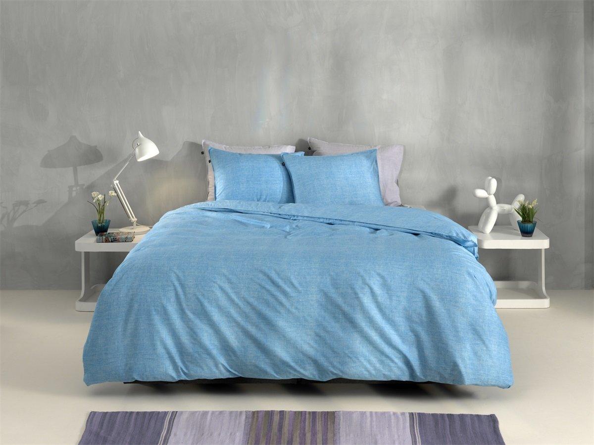 Zo Home Dekbedovertrek Lino Topaz Blue Katoen - Bedtextielonline.be