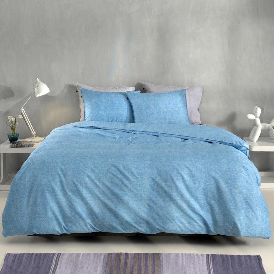 Zo Home Dekbedovertrek Lino Topaz Blue Katoen - Bedtextielonline.be