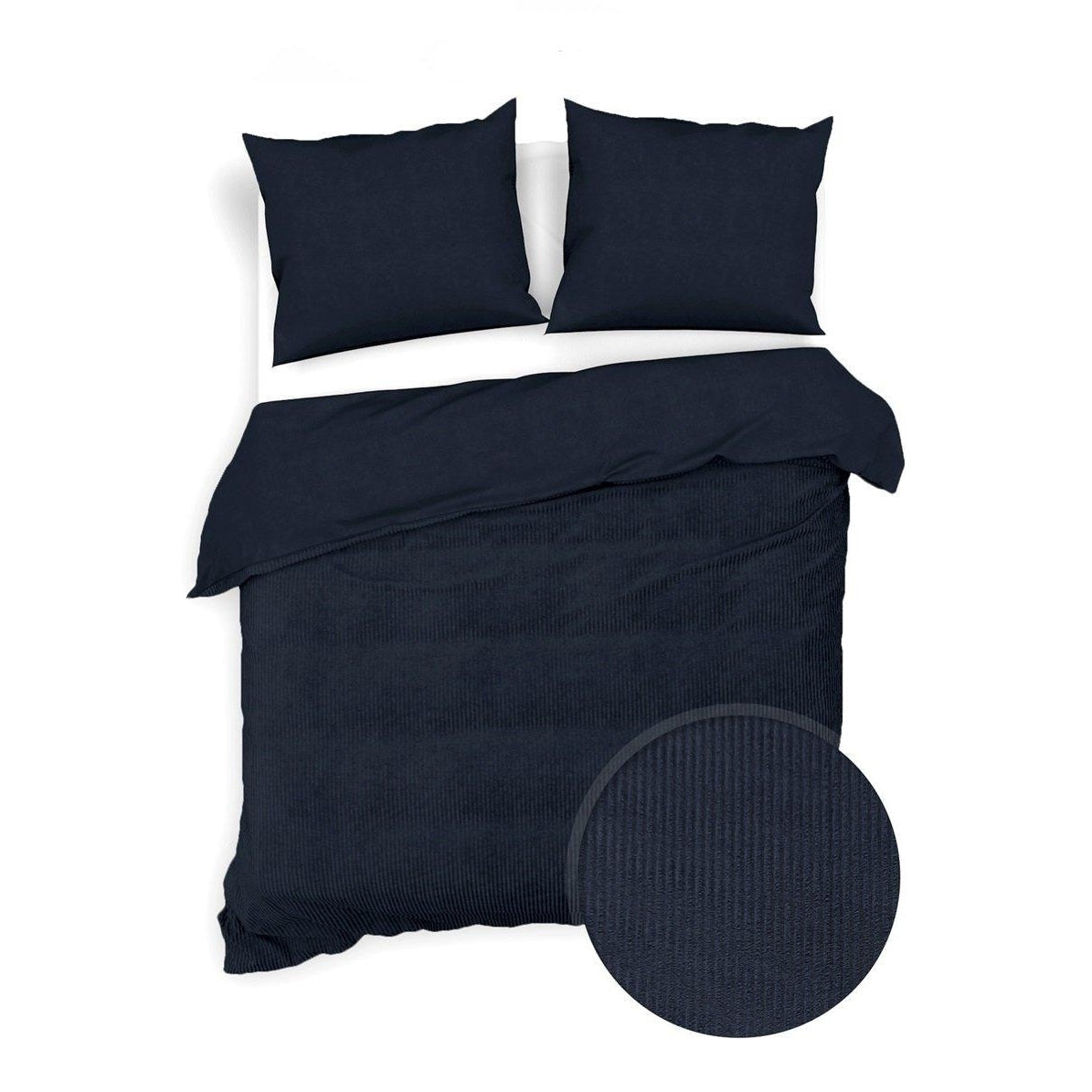 Zo Home Dekbedovertrek Velluto-a-Coste Night-Blue Fluweel - Bedtextielonline.be