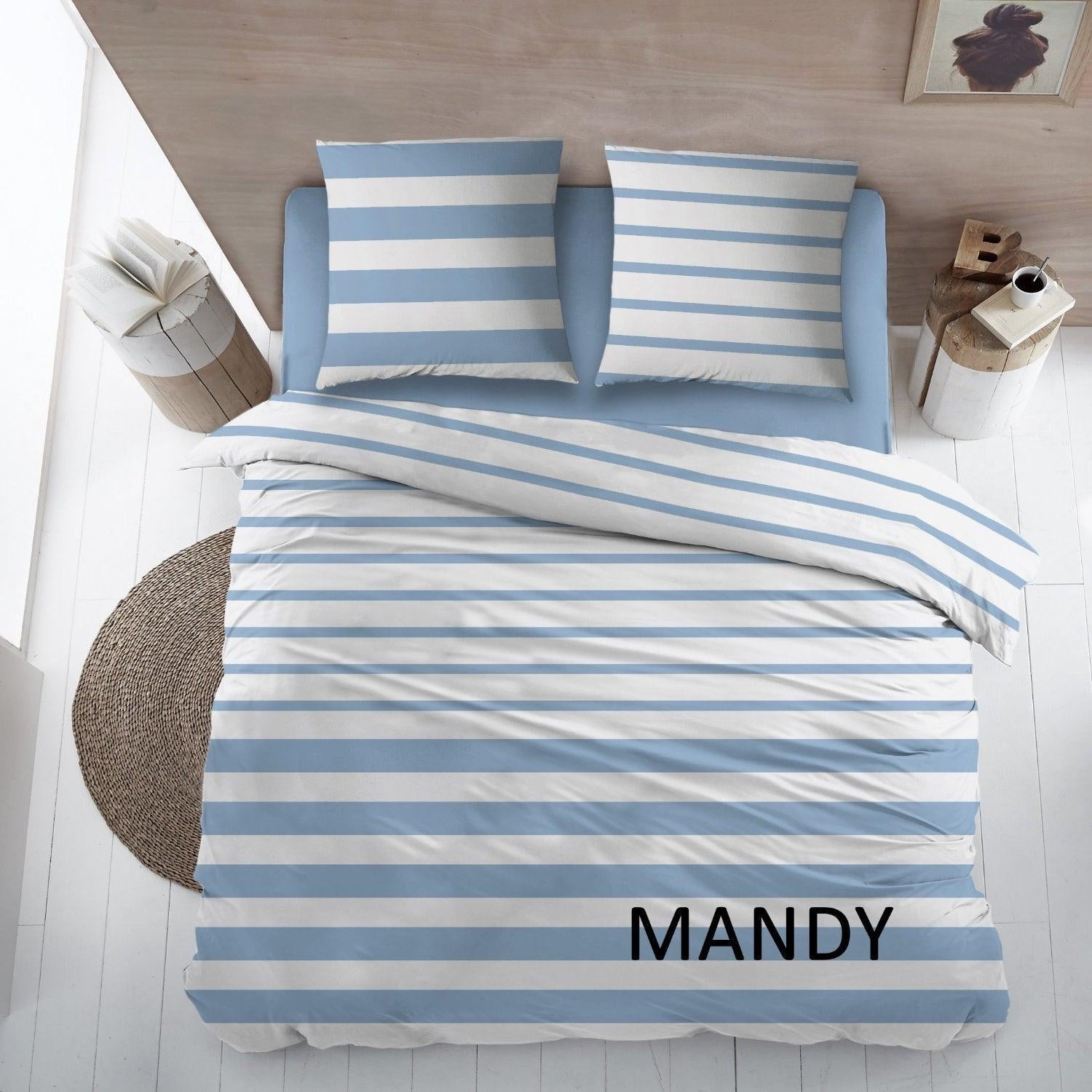 Dekbedovertrek Katoen Mandy Blauw - Bedtextielonline.be