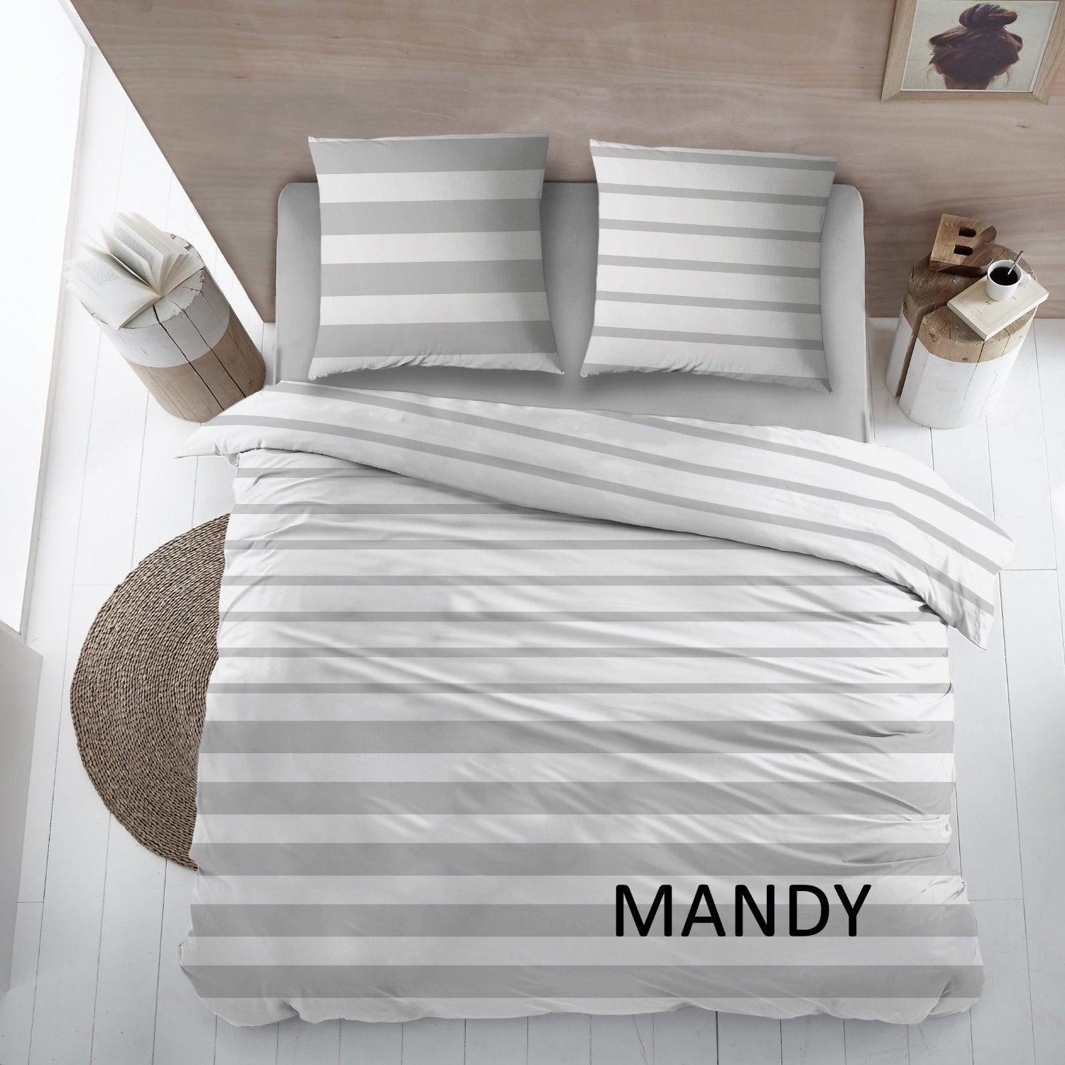 Dekbedovertrek Katoen Mandy Grijs - Bedtextielonline.be