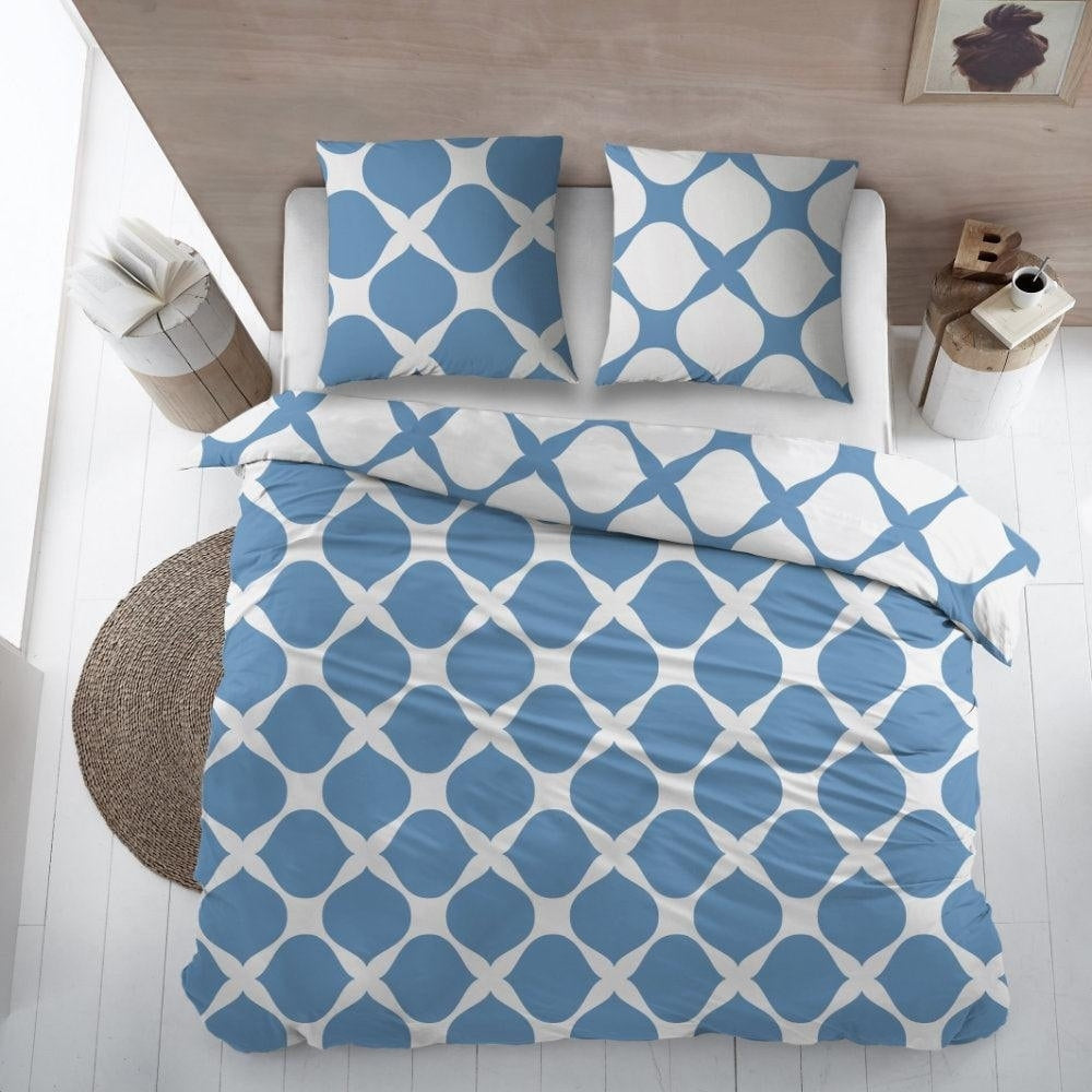 Dekbedovertrek Katoen Mia Blue - Bedtextielonline.be