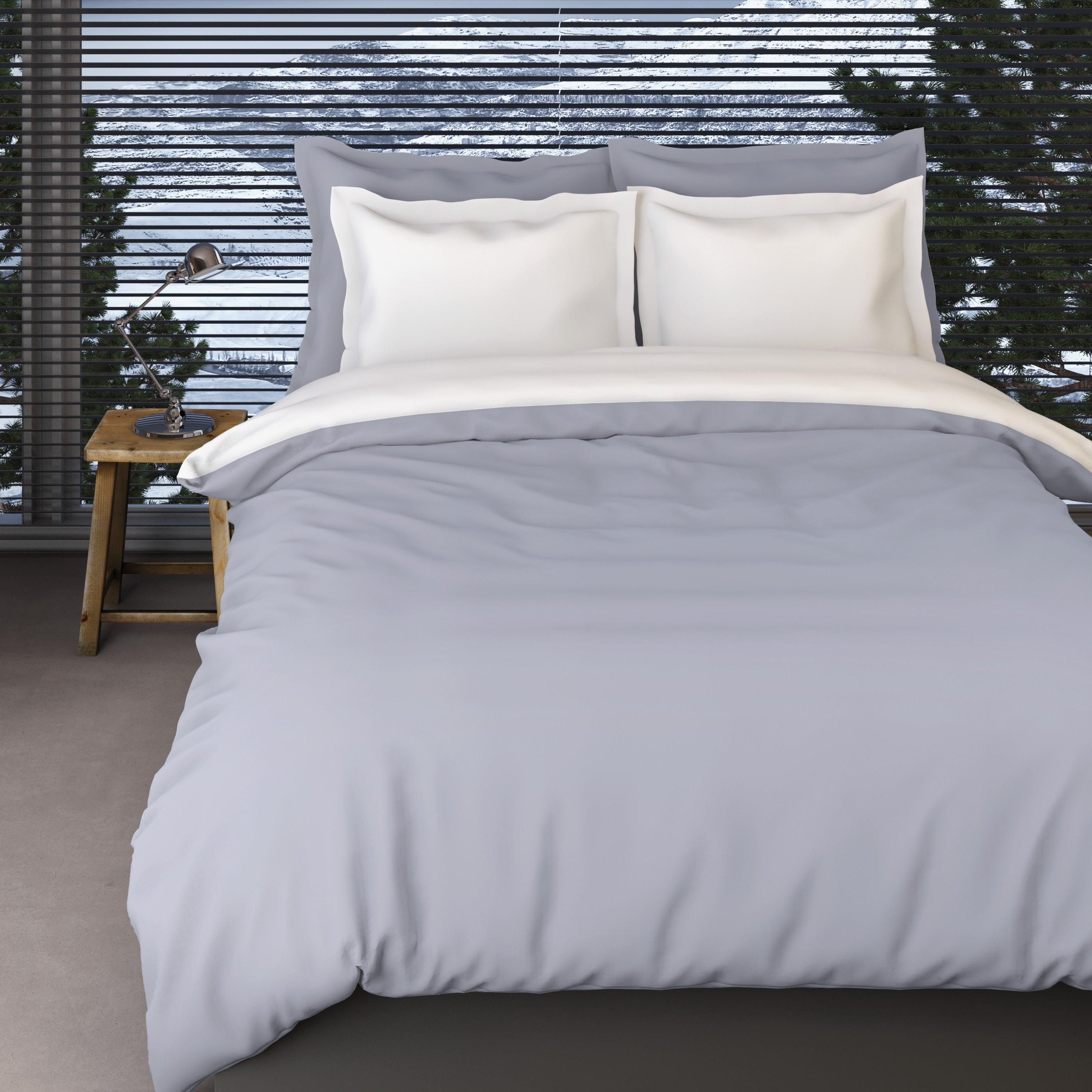 Dekbedovertrek Flanel Comtesse Silver Wit - Bedtextielonline.be