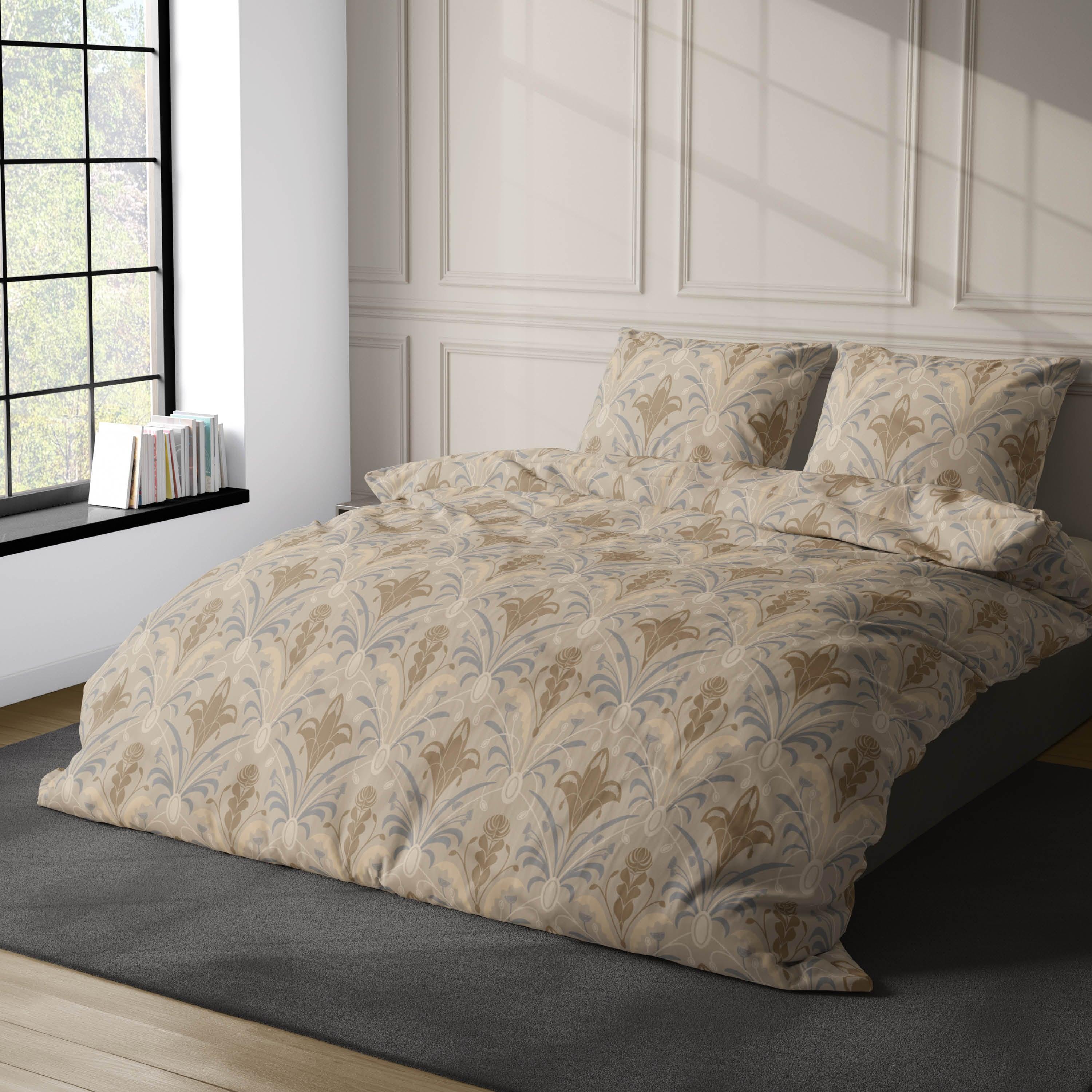 Satin d'Or Dekbedovertrek Belgravria Beige Grijs Satijn - Bedtextielonline.be