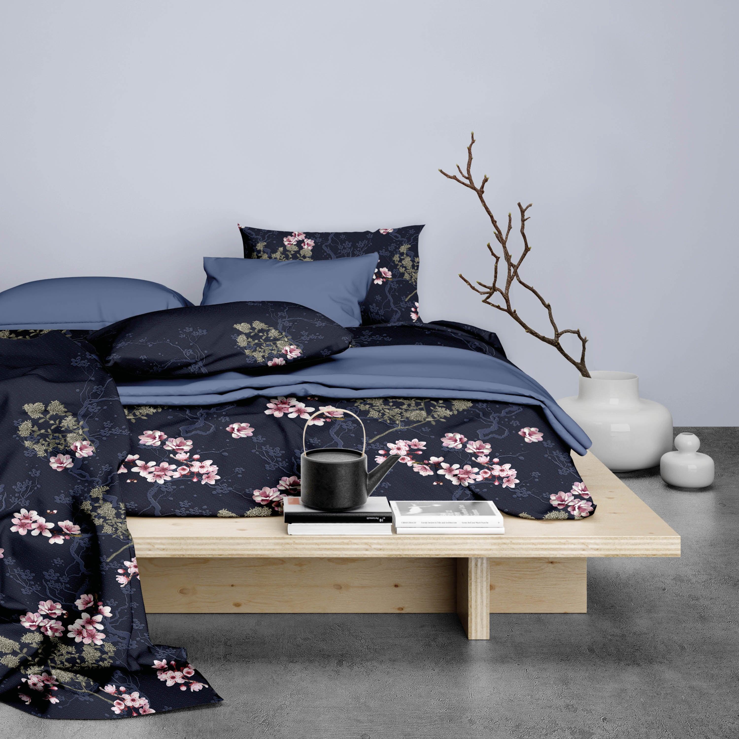 Satin d'Or Dekbedovertrek Naoki Manor Blue Satijn - Bedtextielonline.be