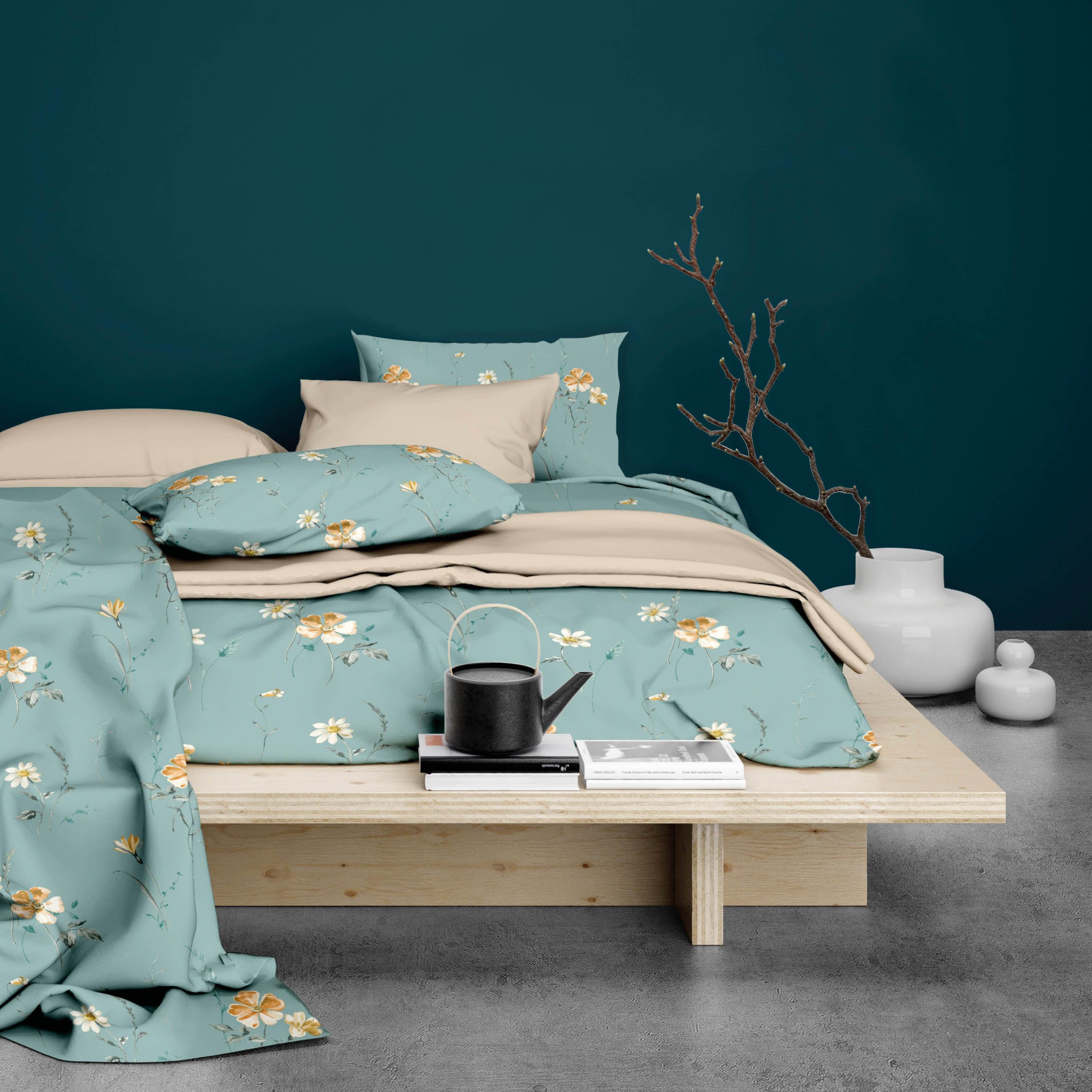 Satin d'Or Dekbedovertrek Zabina Aqua Satijn - Bedtextielonline.be