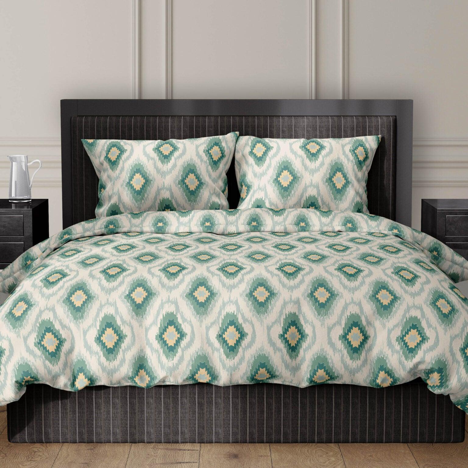 Romanette Dekbedovertrek Katoen Ottoman Green - Bedtextielonline.be