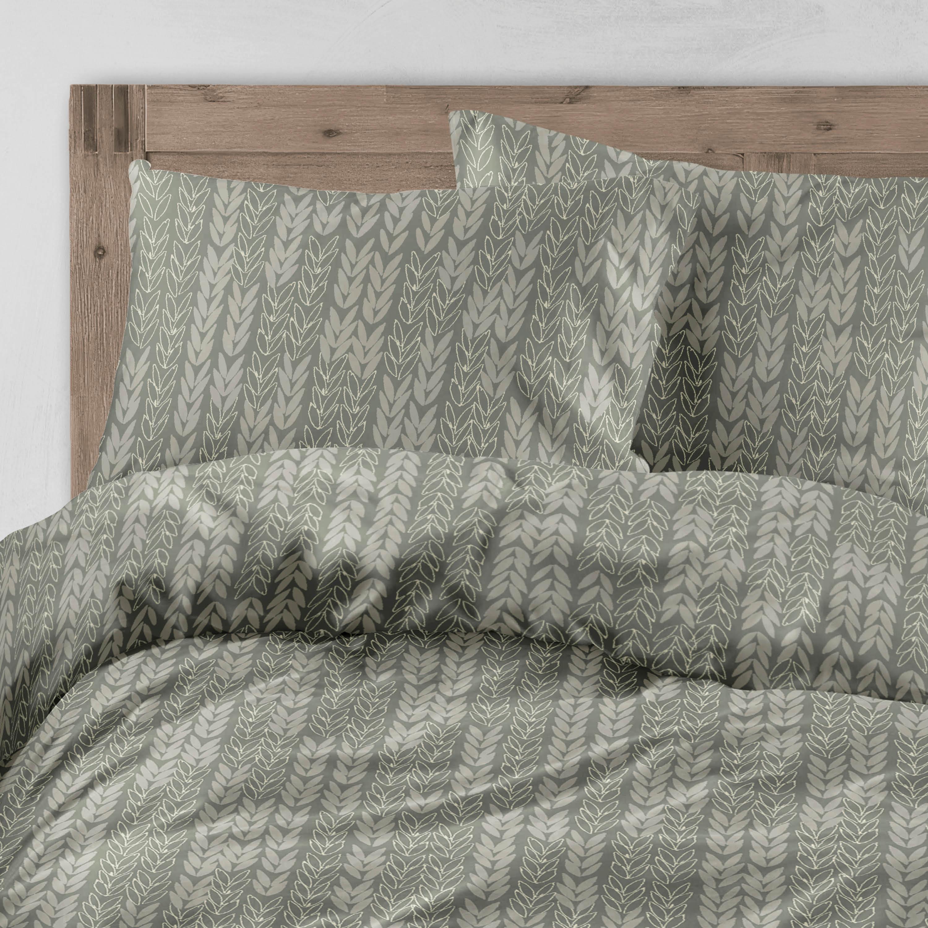 Romanette Dekbedovertrek Barley Nordic Green Katoen - Bedtextielonline.be