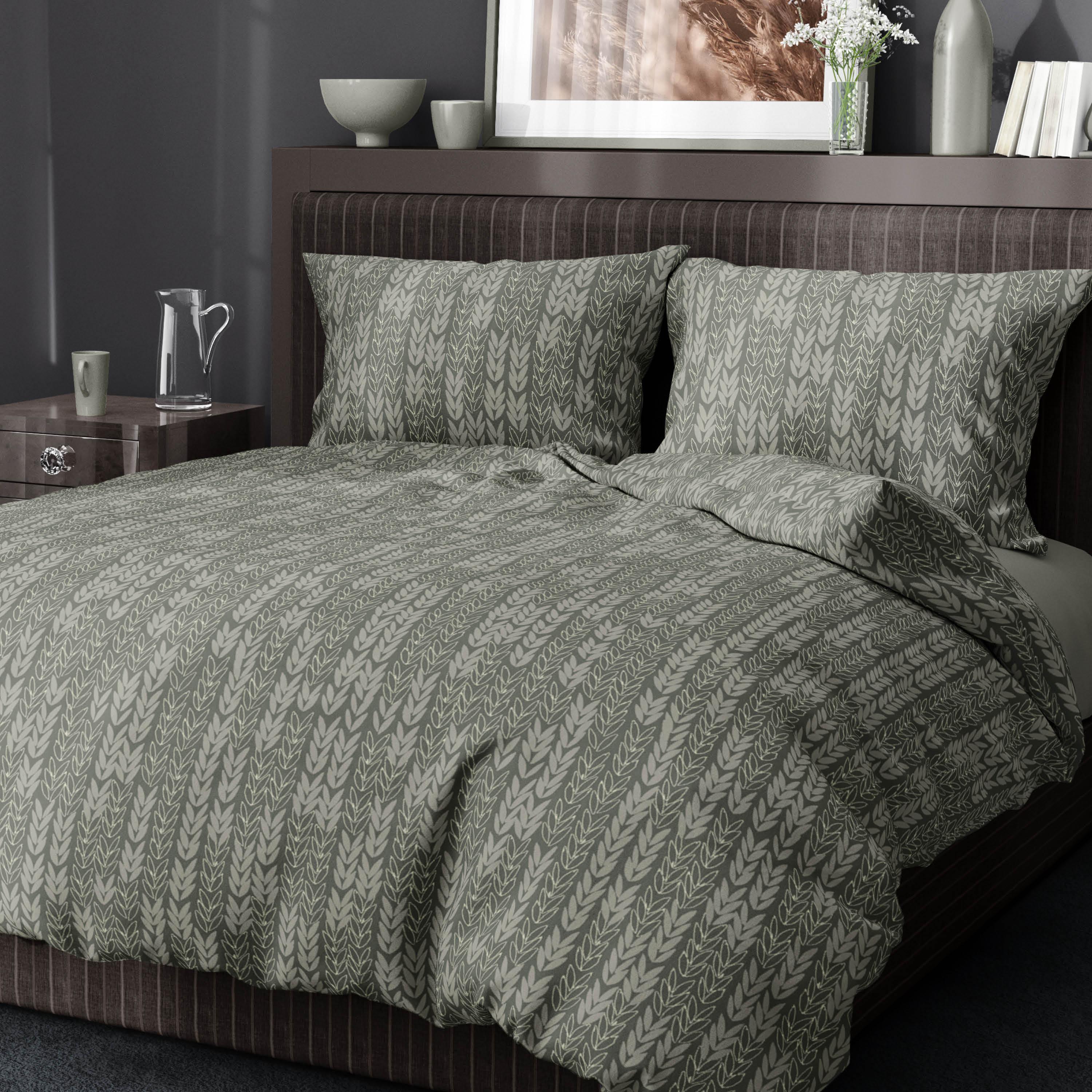 Romanette Dekbedovertrek Barley Nordic Green Katoen - Bedtextielonline.be