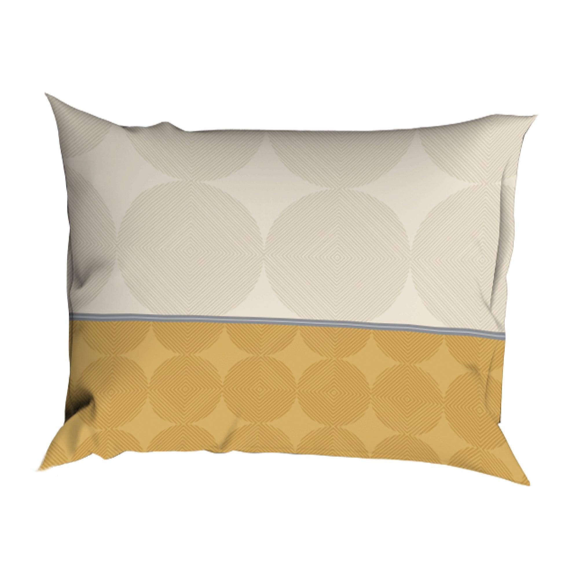 Satin d'Or Dekbedovertrek Satijn Cercles Beige/Oker - Bedtextielonline.be