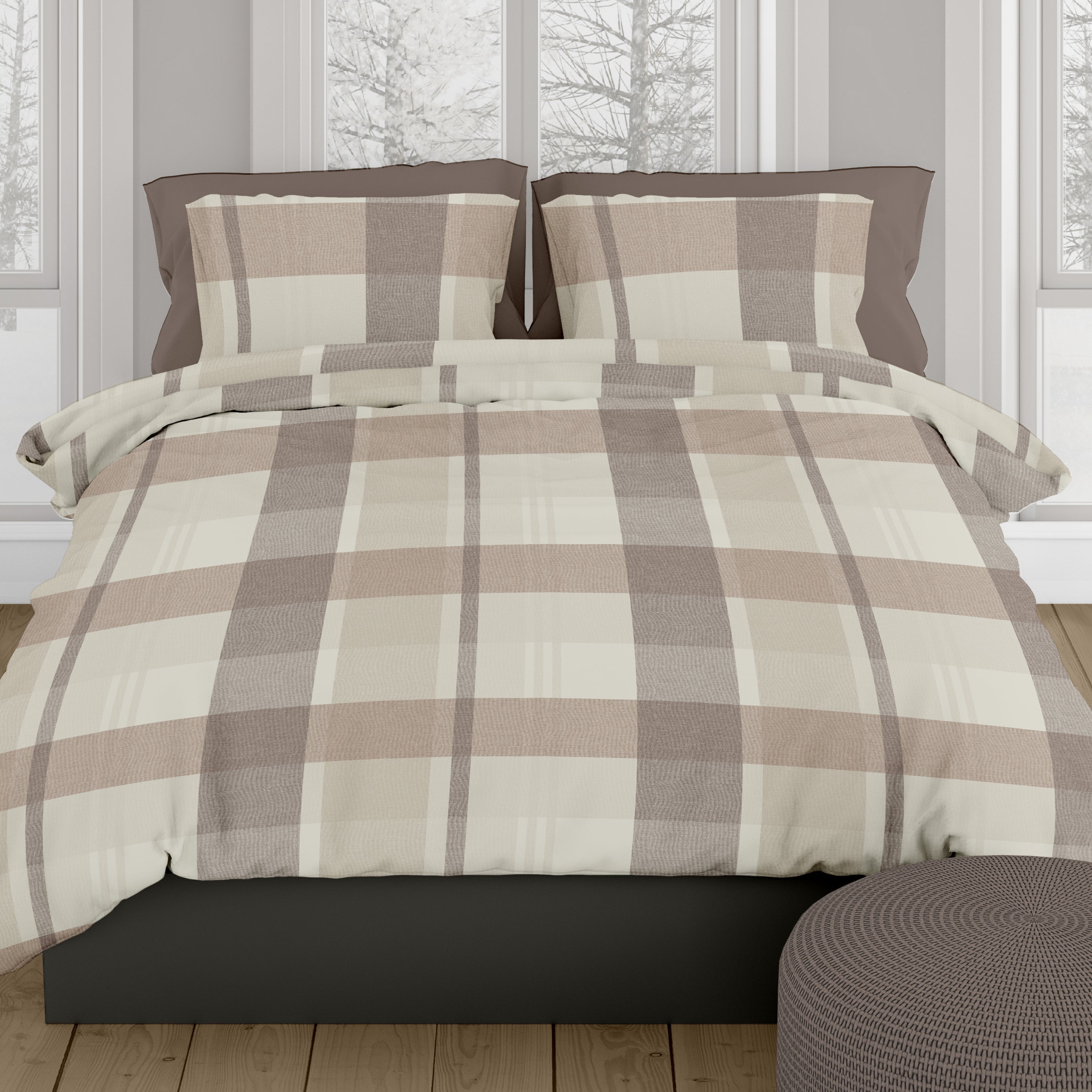 Romanette Dekbedovertrek Flanel Falcon Taupe