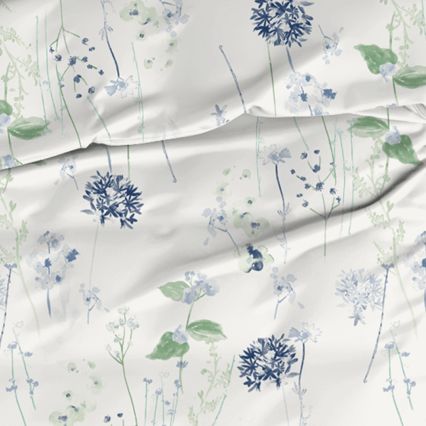 Romanette Dekbedovertrek Katoen Jardin Blauw - Bedtextielonline.be