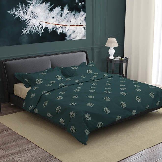 Romanette Dekbedovertrek Dekbedovertrek Flanel Flocons Forest Green